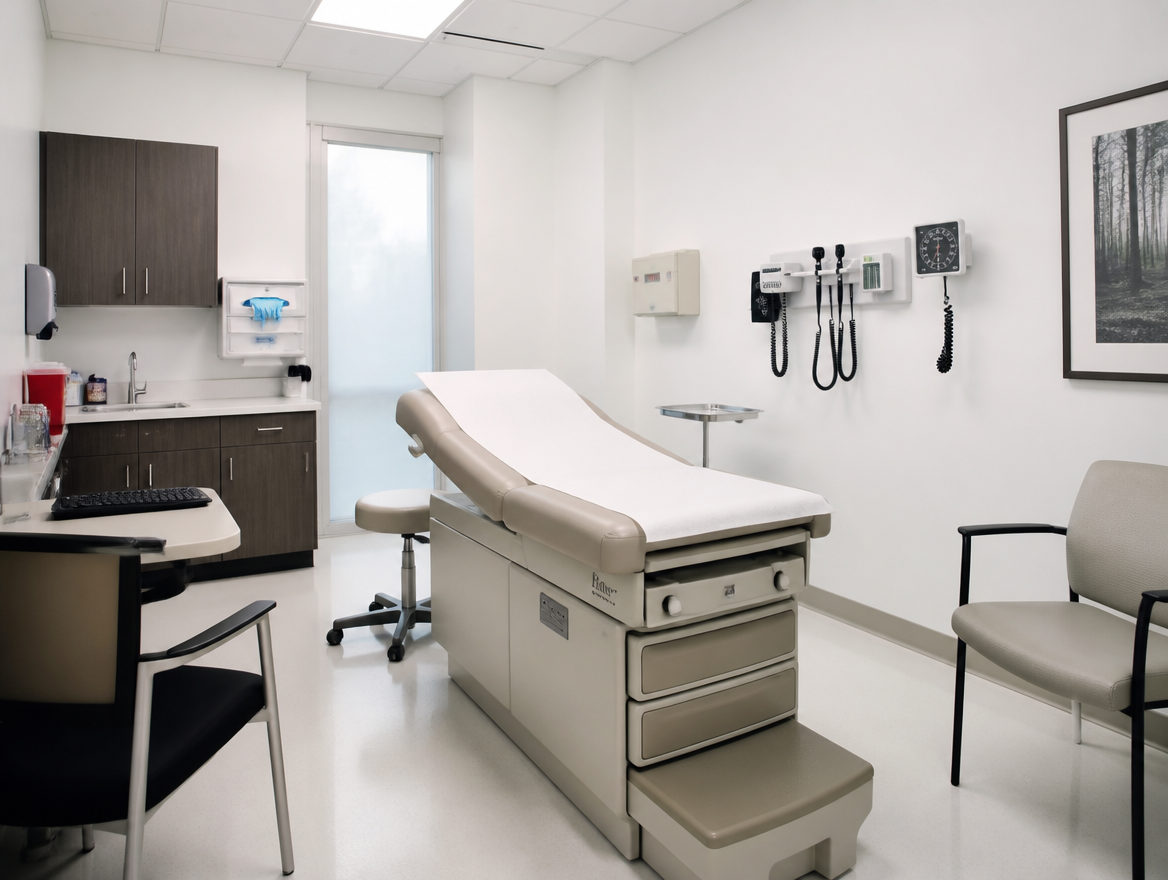 Clean medical exam room ready for patients